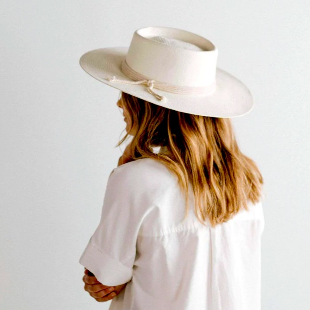 S/M - Gigi Pip - BRE PORK PIE STRAW HAT - IVORY